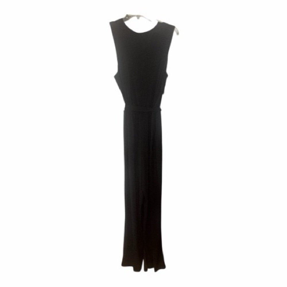 NY Collection Black Sleeveless Wrap-Front Jumpsuit w/ Tie Waist Women’s Size XL - Picture 5 of 9